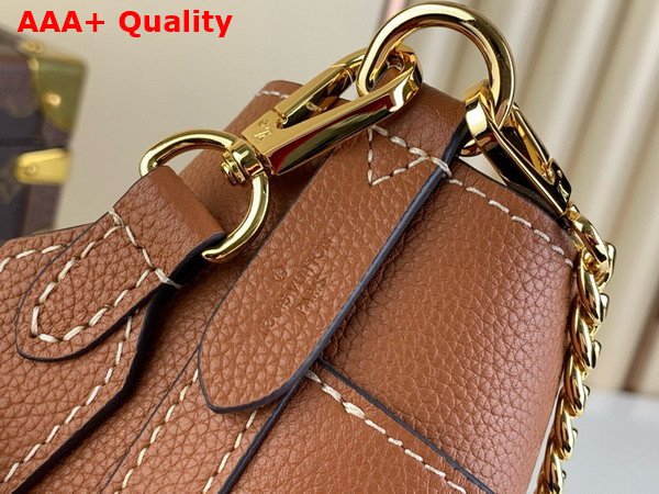 Louis Vuitton Lock and Walk Sleek Bucket Bag in Cognac Brown Grained Calf Leather M24165 Replica