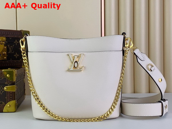 Louis Vuitton Lock and Walk Sleek Bucket Bag in Quartz Grained Calf Leather M24638 Replica