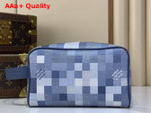 Louis Vuitton Locker Dopp Kit Denim Blue Damoflage Coated Canvas Replica