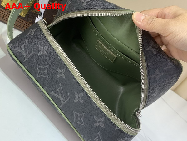 Louis Vuitton Locker Dopp Kit Khaki Green Monogram Eclipse Coated Canvas M28840 Replica