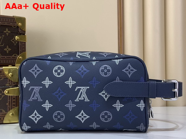 Louis Vuitton Locker Dopp Kit Navy Blue Monogram Shadow Calfskin M28835 Replica