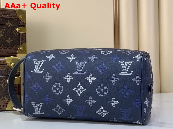 Louis Vuitton Locker Dopp Kit Navy Blue Monogram Shadow Calfskin M28835 Replica