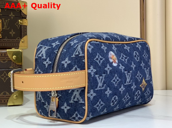 Louis Vuitton Locker Dopp Kit in Blue Monogram Denim Flowers M28363 Replica