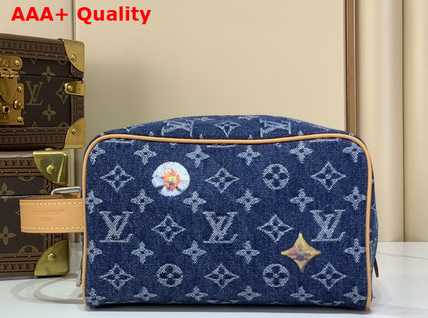 Louis Vuitton Locker Dopp Kit in Blue Monogram Denim Flowers M28363 Replica