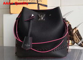 Louis Vuitton Lockme Bucket in Black Soft Calfskin with Microfiber Lining Replica