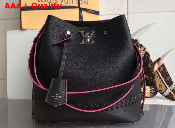 Louis Vuitton Lockme Bucket in Black Soft Calfskin with Microfiber Lining Replica