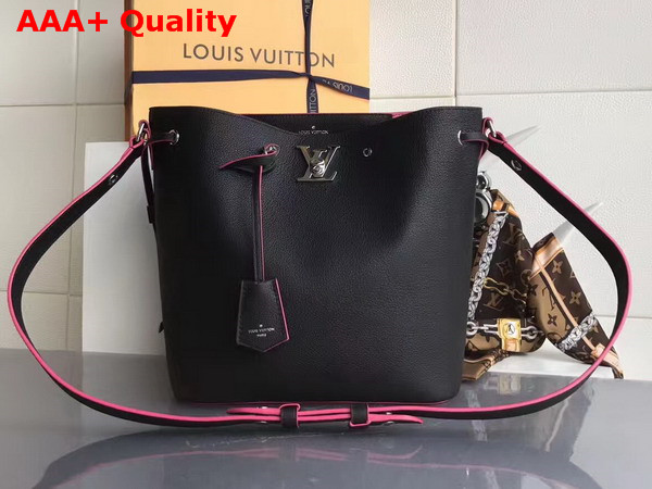 Louis Vuitton Lockme Bucket in Noir Soft Calfskin with Microfiber Lining M54677 Replica