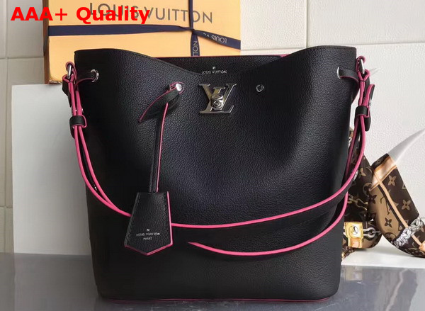 Louis Vuitton Lockme Bucket in Noir Soft Calfskin with Microfiber Lining M54677 Replica