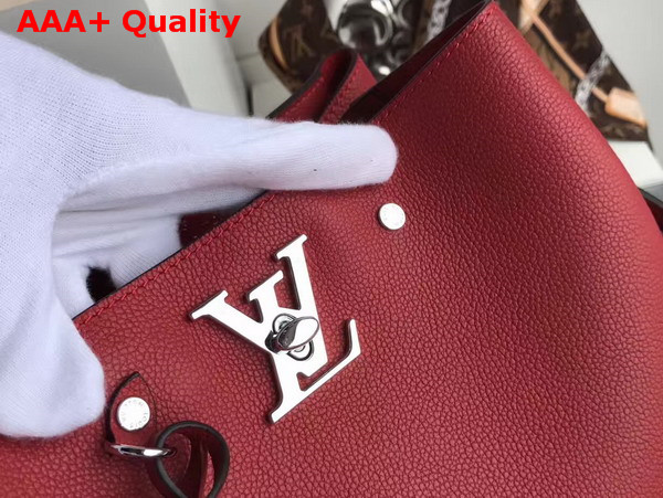 Louis Vuitton Lockme Bucket in Red Soft Calfskin with Microfiber Lining Replica
