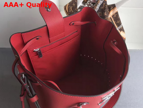 Louis Vuitton Lockme Bucket in Red Soft Calfskin with Microfiber Lining Replica