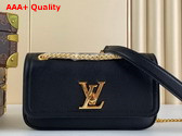 Louis Vuitton Lockme Chain Bag East West Black Grained Calf Leather M22303 Replica