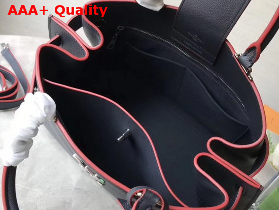 Louis Vuitton Lockme Day Tote Bag in Navy and Red Grained Calf Leather M53645 Replica