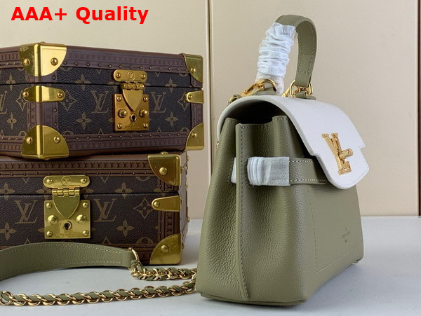 Louis Vuitton Lockme Ever Mini Handbag Khaki and Quartz Grained Calf Leather Replica