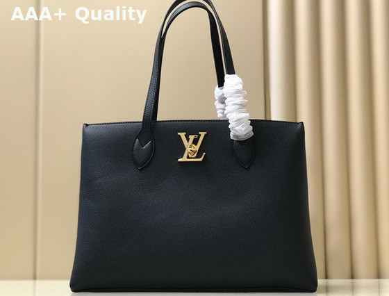 Louis Vuitton Lockme Shopper Black Grained Calf Leather M57345 Replica