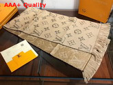 Louis Vuitton Logomania Shine Scarf Beige Luxurious Wool and Silk Blend Replica