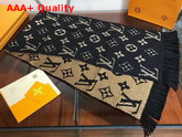 Louis Vuitton Logomania Shine Scarf Black Luxurious Wool and Silk Blend Replica