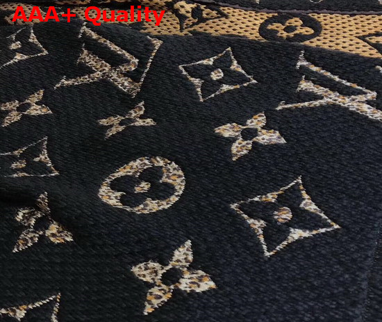 Louis Vuitton Logomania Shine Scarf Black Luxurious Wool and Silk Blend Replica
