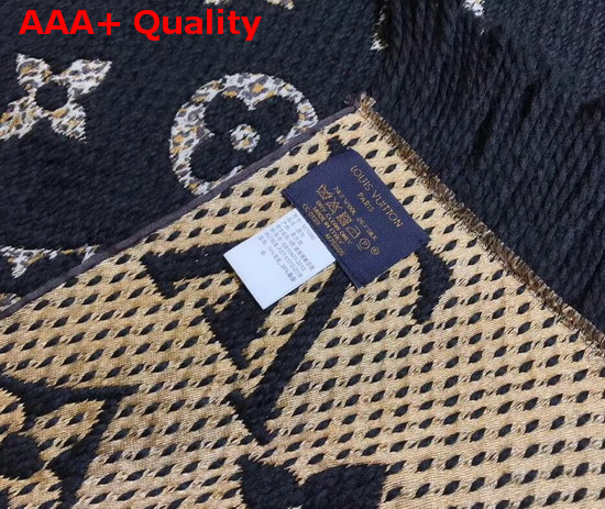Louis Vuitton Logomania Shine Scarf Black Luxurious Wool and Silk Blend Replica