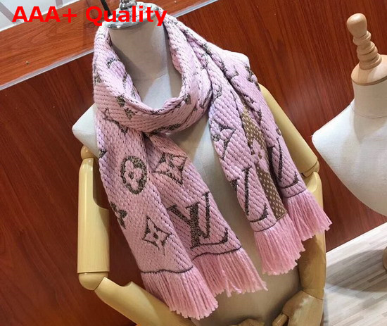 Louis Vuitton Logomania Shine Scarf Pink Luxurious Wool and Silk Blend Replica
