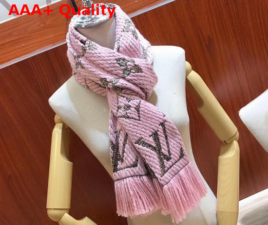 Louis Vuitton Logomania Shine Scarf Pink Luxurious Wool and Silk Blend Replica