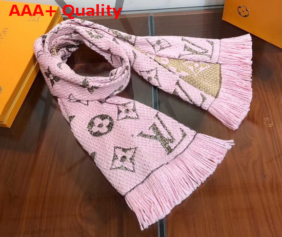 Louis Vuitton Logomania Shine Scarf Pink Luxurious Wool and Silk Blend Replica