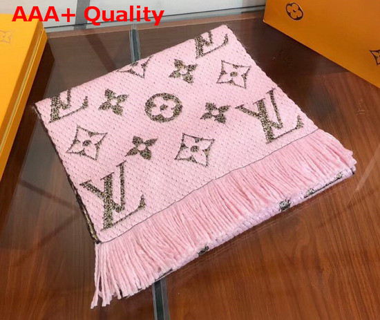 Louis Vuitton Logomania Shine Scarf Pink Luxurious Wool and Silk Blend Replica