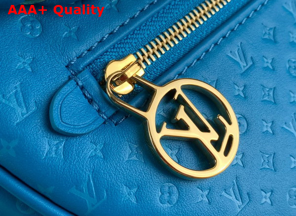 Louis Vuitton Loop Baguette Handbag in Blue Calfskin with a Nano Version of the Monogram Embossed Into the Leather M22593 Replica