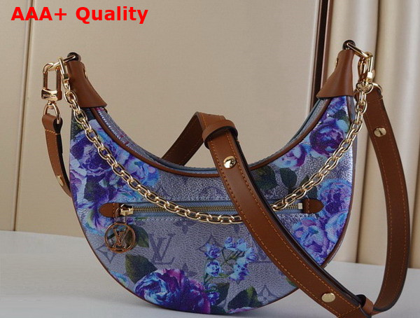 Louis Vuitton Loop Baguette Handbag in Metallic Blue Coated Canvas M21183 Replica