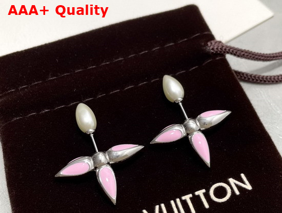Louis Vuitton Louisette Earrings Pink Enamel Silver Color Hardware M00297 Replica