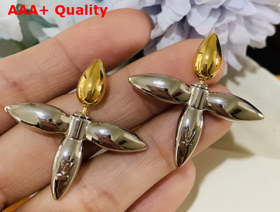 Louis Vuitton Louisette Stud Earrings Silver and Gold Color Hardware M80268 Replica