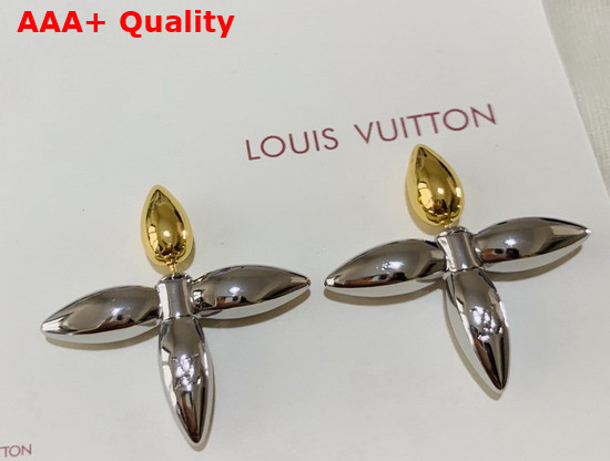 Louis Vuitton Louisette Stud Earrings Silver and Gold Color Hardware M80268 Replica