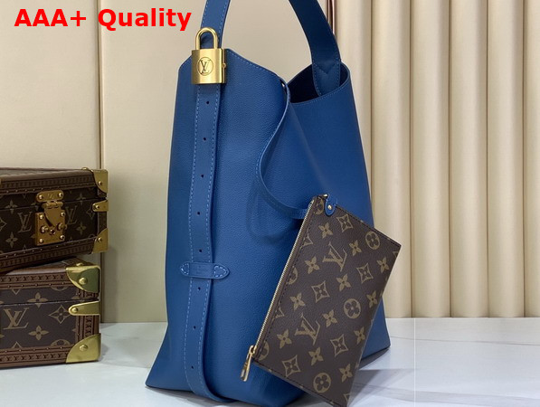 Louis Vuitton Low Key Hobo MM Prussian Blue Calf Leather M28220 Replica