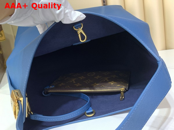 Louis Vuitton Low Key Hobo MM Prussian Blue Calf Leather M28220 Replica