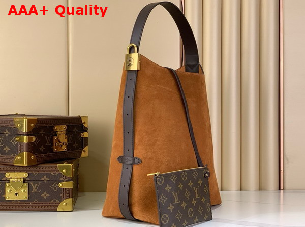 Louis Vuitton Low Key Hobo MM in Tan Suede Calfskin Leather M25516 Replica