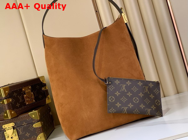 Louis Vuitton Low Key Hobo MM in Tan Suede Calfskin Leather M25516 Replica