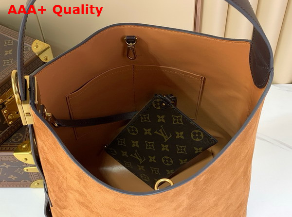 Louis Vuitton Low Key Hobo MM in Tan Suede Calfskin Leather M25516 Replica