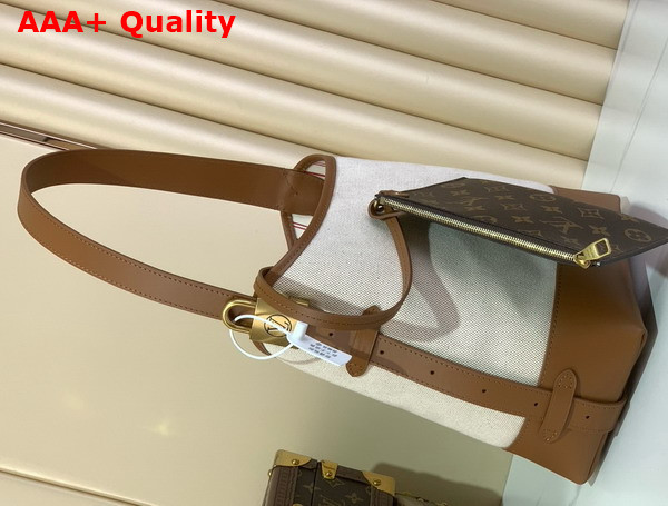 Louis Vuitton Low Key Hobo PM Ecru Cognac Cotton and Cowhide Leather M25468 Replica