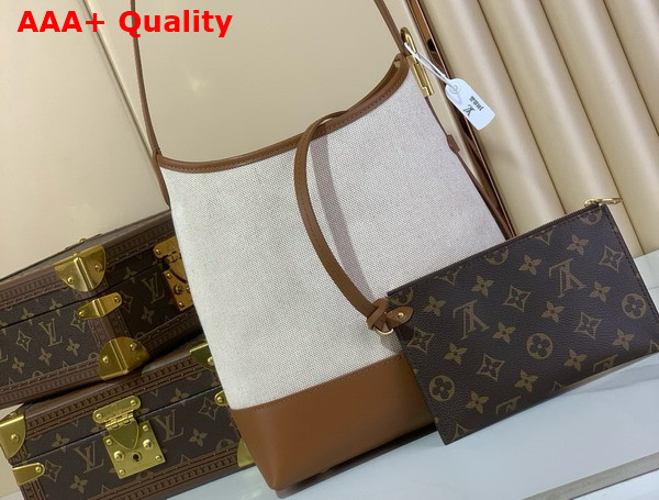 Louis Vuitton Low Key Hobo PM Ecru Cognac Cotton and Cowhide Leather M25468 Replica