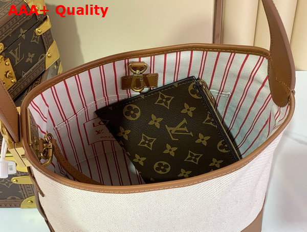 Louis Vuitton Low Key Hobo PM Ecru Cognac Cotton and Cowhide Leather M25468 Replica