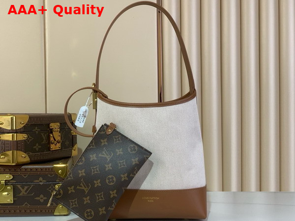 Louis Vuitton Low Key Hobo PM Ecru Cognac Cotton and Cowhide Leather M25468 Replica