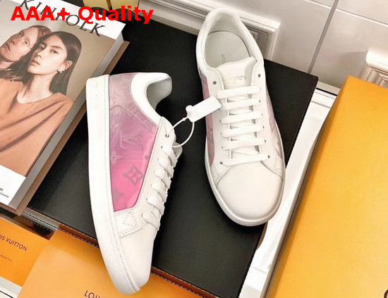 Louis Vuitton Luxembourg Sneaker Iridescent Monogram Textile and Calf Leather Pink 1A5HB8 Replica