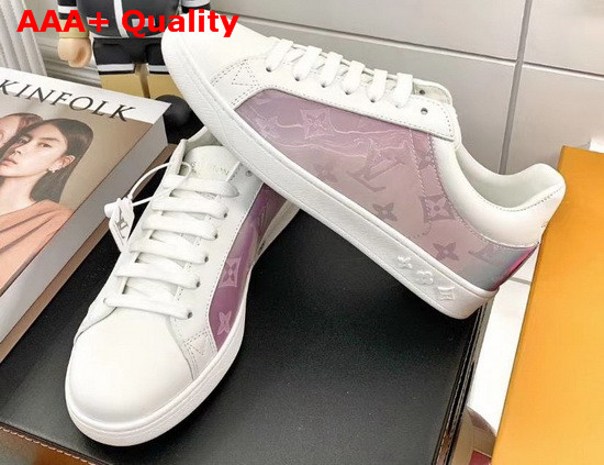 Louis Vuitton Luxembourg Sneaker Iridescent Monogram Textile and Calf Leather Pink 1A5HB8 Replica