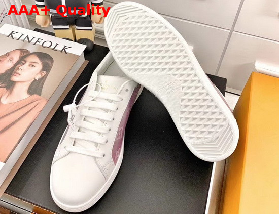 Louis Vuitton Luxembourg Sneaker Iridescent Monogram Textile and Calf Leather Pink 1A5HB8 Replica