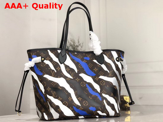 Louis Vuitton Lvxlol Neverfull MM Blue and Silver Monogram Camouflage Pattern Replica