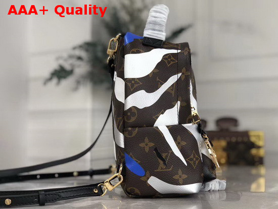 Louis Vuitton Lvxlol Palm Springs Mini Backpack Blue and Silver Monogram Camouflage Pattern Replica