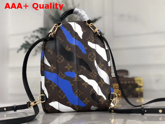 Louis Vuitton Lvxlol Palm Springs Mini Backpack Blue and Silver Monogram Camouflage Pattern Replica