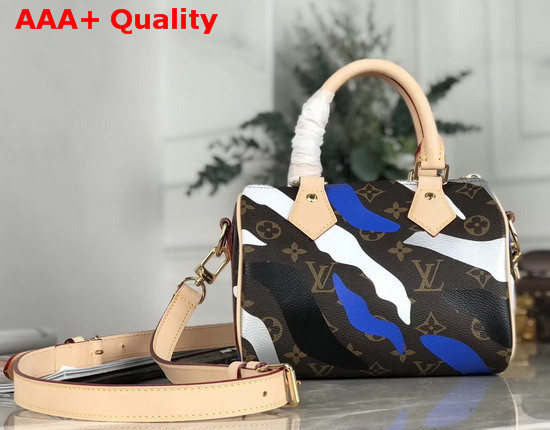 Louis Vuitton Lvxlol Speedy BB Monogram Canvas with Blue and Silver Camouflage Print Replica