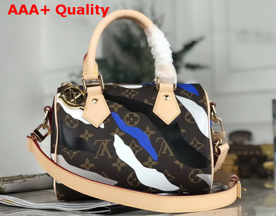 Louis Vuitton Lvxlol Speedy BB Monogram Canvas with Blue and Silver Camouflage Print Replica
