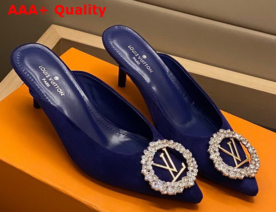Louis Vuitton Madeleine Mule in Blue Suede Leather Replica