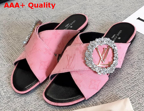 Louis Vuitton Madeleine Mule in Pink Monogram Denim Replica